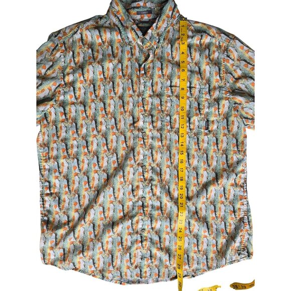 Eddie Bauer Mens XL Trout Print Short Sleeve Button-Up Shirt 100% Cotton Casual - Picture 6 of 6